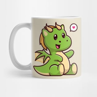 Cute Baby Green Dragon Sitting Cartoon Mug
